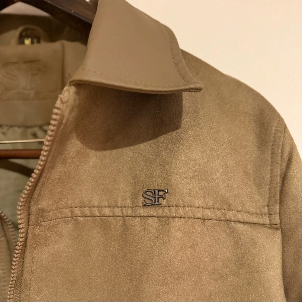 NWT Suede Style Bomber Jacket, Medium, Italian, Faux Leather, 1980's Euro Summer - Picture 3 of 12